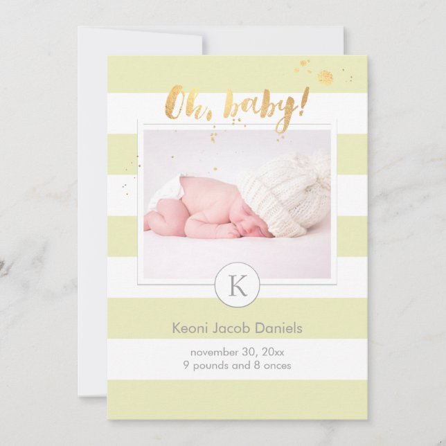 Anúncio de nascimento de PixDezines/listras de cor (Frente)