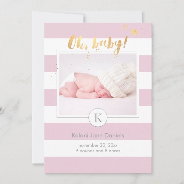 Anúncio de nascimento de PixDezines/listras de cor (Frente)