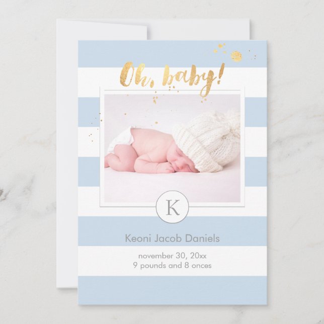 Anúncio de nascimento de PixDezines/listras de cor (Frente)