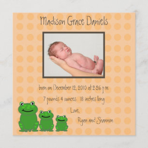 Anúncio de nascimento de três Sapos - laranja