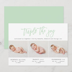 Anúncio de nascimento de tripla multifoto moderna