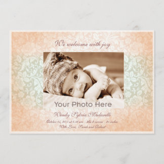 Anúncio de nascimento de uma menina clássica rosa