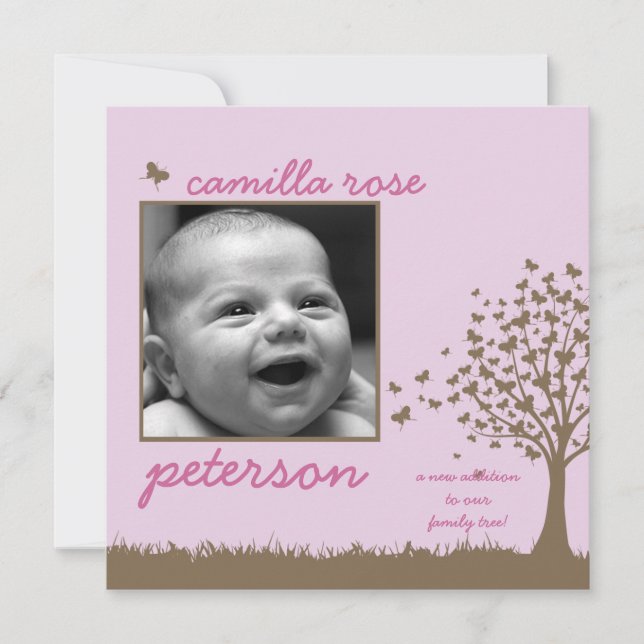 anúncio de nascimento de uma menina de árvore borb (Frente)