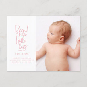 Anúncio de nascimento de uma menina desenhada à mã