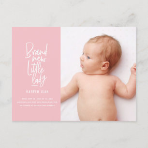 Anúncio de nascimento de uma menina desenhada à mã