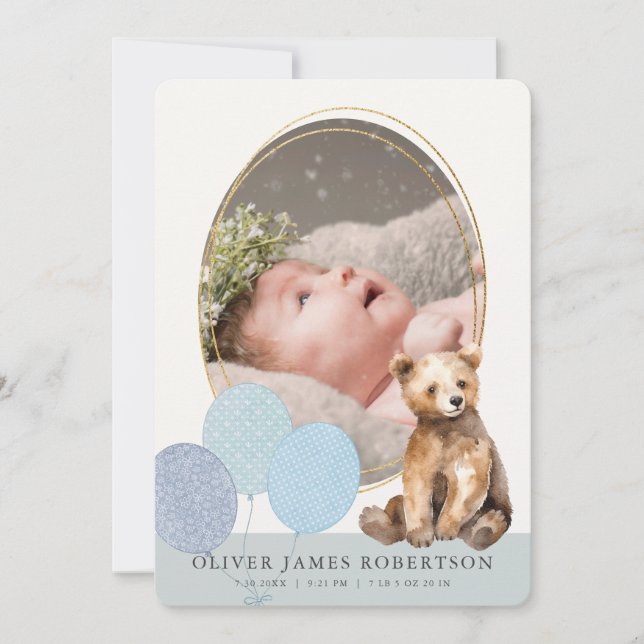 Anúncio de Nascimento do Bear Cub Balões (Frente)