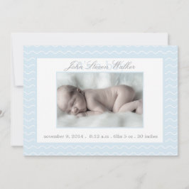 Anúncio de nascimento do bebê Chevron Azul e Branc