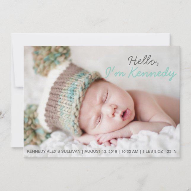 Anúncio de Nascimento do Bebê com Foto Manuscrita  (Frente)