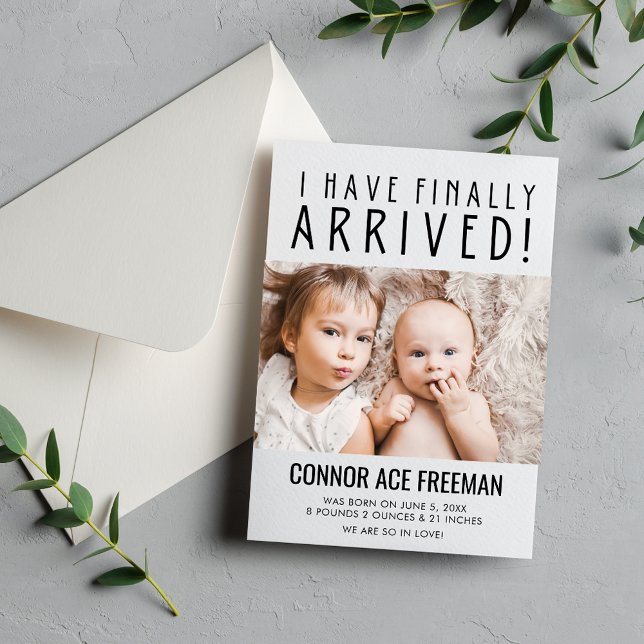 Anúncio de Nascimento do Bebê com Foto Moderna (Modern Baby Photo Birth Announcement)