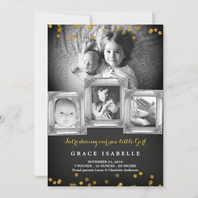 Anúncio de Nascimento do Bebê Confetti (Frente)