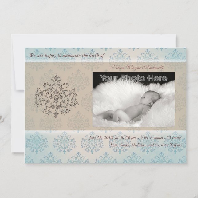 Anúncio de nascimento do bebê da árvore azul (Frente)