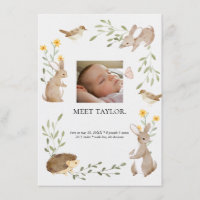 Anúncio de Nascimento do Bebê de Animais da Flores