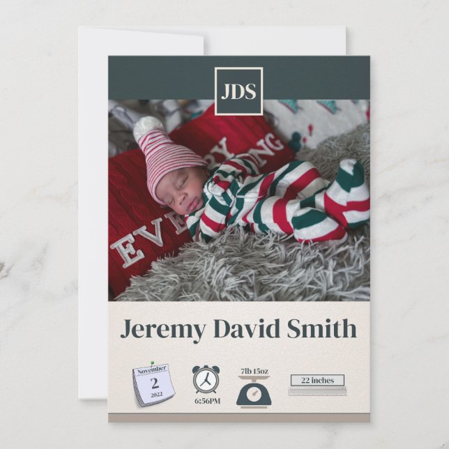 Anúncio de Nascimento do Bebê de Férias  (Frente)