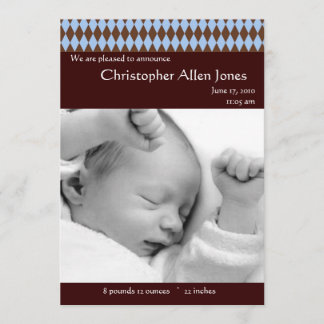 Anúncio de Nascimento do Bebê do Argyle Blue e Bro