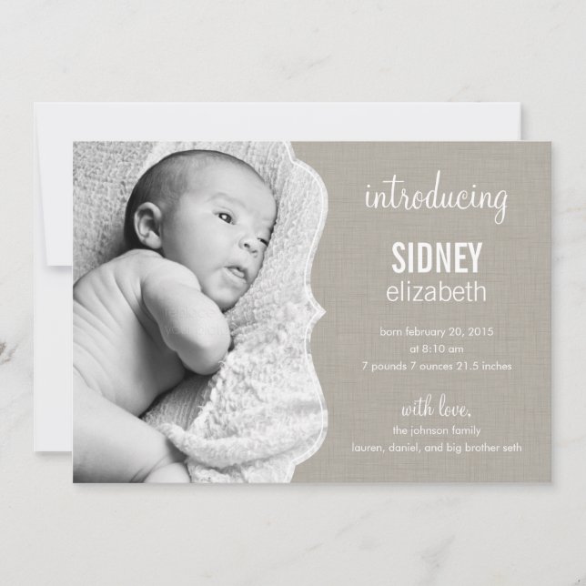 Anúncio de nascimento do bebê Elegance refinado (Frente)