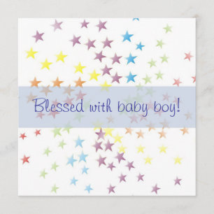 Anúncio de Nascimento do Bebê Menino Estrelas de A