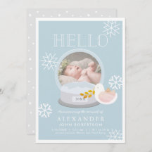 Anúncio de Nascimento do Blue Boy Globe na Neve In