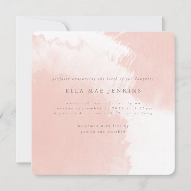 anúncio de nascimento do blush de cor d'água (Frente)
