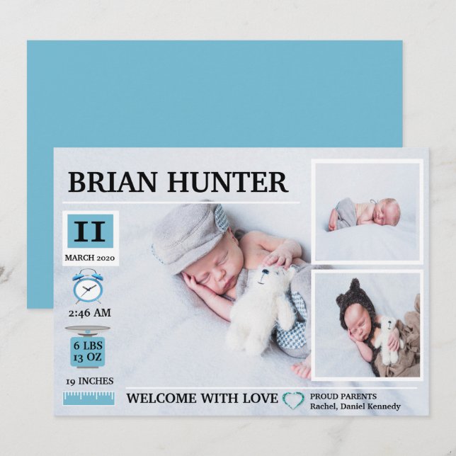 Anúncio de Nascimento do Gráfico de Nascimentos (Frente/Verso)