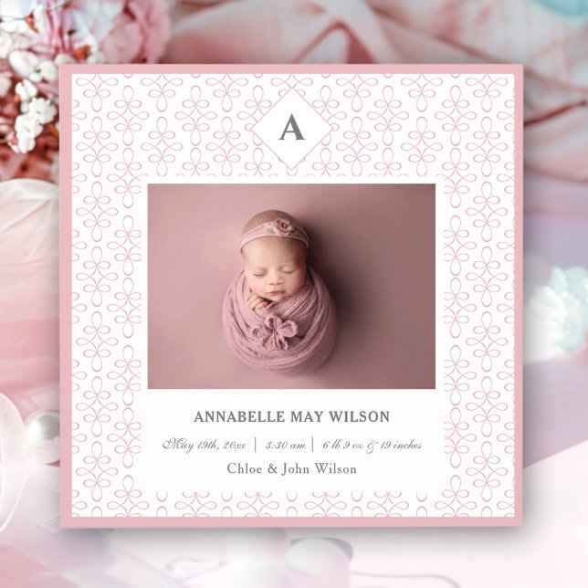 Anúncio de nascimento do nome da bebê da foto (Photo Baby Girl Name Birth Announcement)