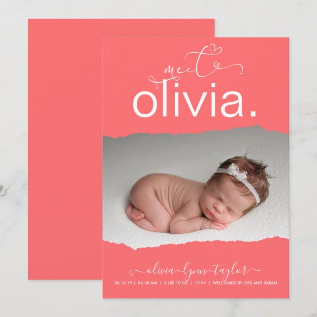 Anúncio de Nascimento do Papel de Gravação de Foto (Frente/Verso)