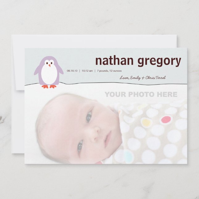 Anúncio de Nascimento do Pinguim (Frente)