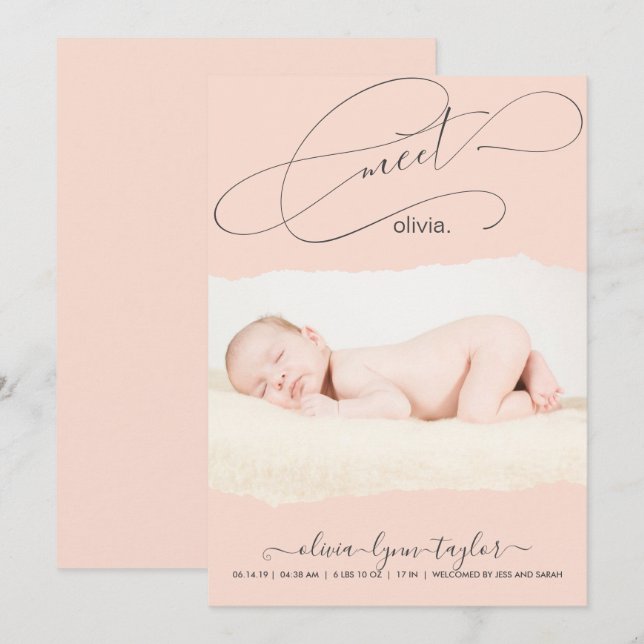 Anúncio de Nascimento do Quadro de Papel Torno por (Frente/Verso)