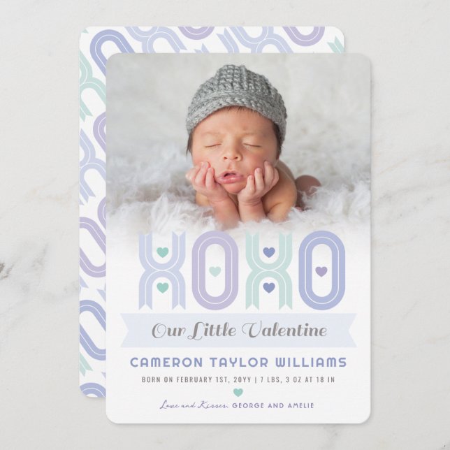 Anúncio de Nascimento do Rapaz Fotográfico do XOXO (Frente/Verso)