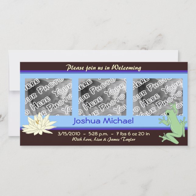 Anúncio de Nascimento do Sapo Azul e Lotus (Frente)
