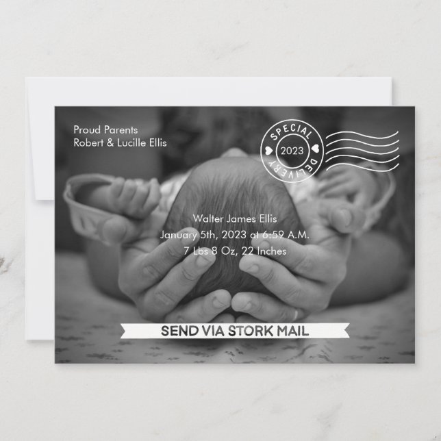 Anúncio de Nascimento do Stork Mail (Frente)