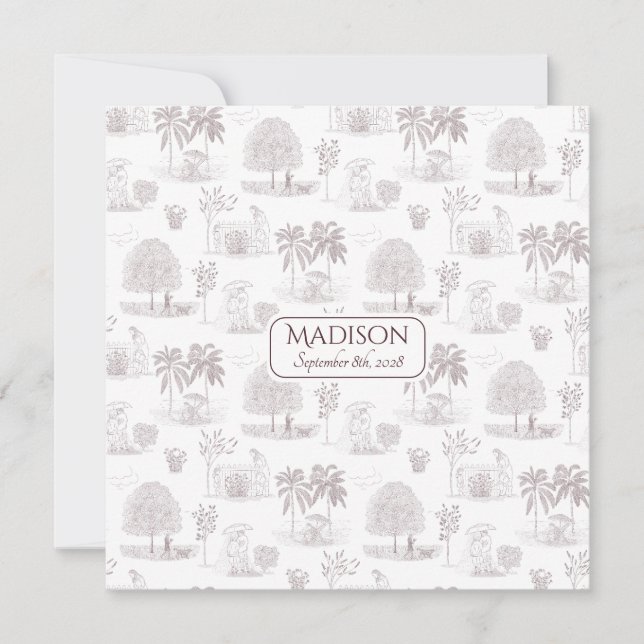 Anúncio de Nascimento do Toile de Script Romântico (Frente)