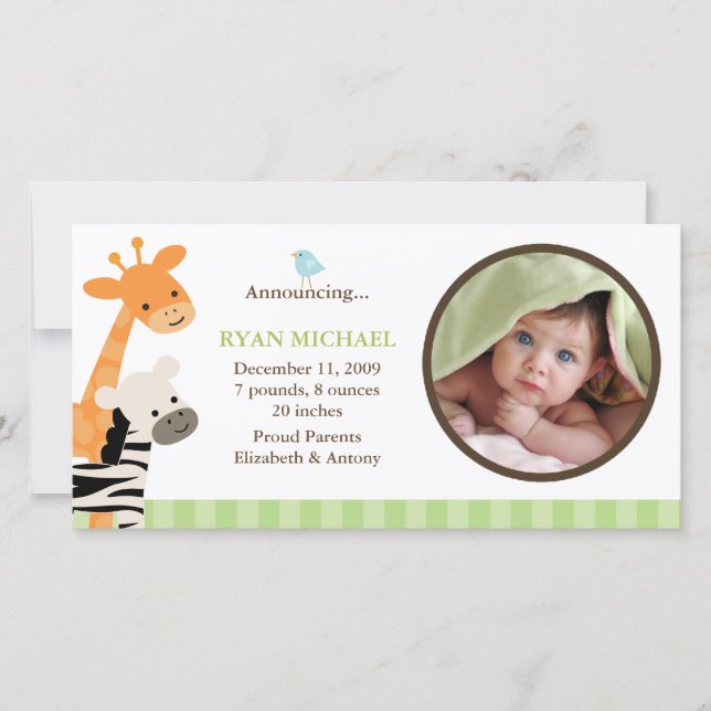 Anúncio de Nascimento dos Amigos Safari (Frente)