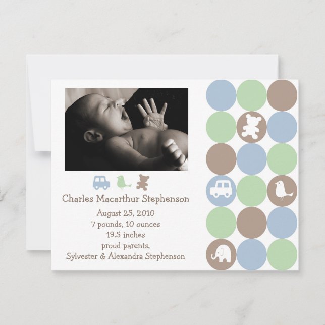 Anúncio de Nascimento Dots N Shapes (Frente)