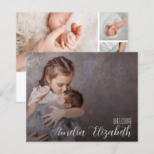 Anúncio de Nascimento Elegante de Foto Múltipla no