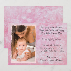 Anúncio de Nascimento em Aquarela Rosa