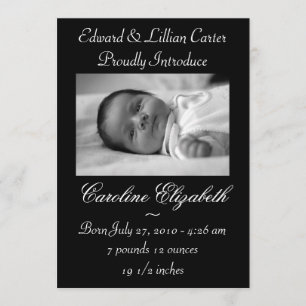 Anúncio de Nascimento em Foto Preto e Branco