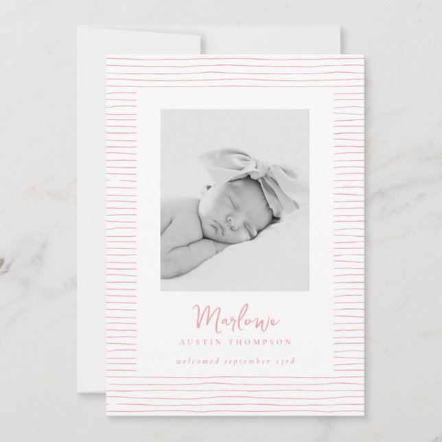 Anúncio de Nascimento em Lixa Rosa com Traço Cláss (Frente)