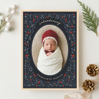 Anúncio de Nascimento Floral de Natal Vintage Boni