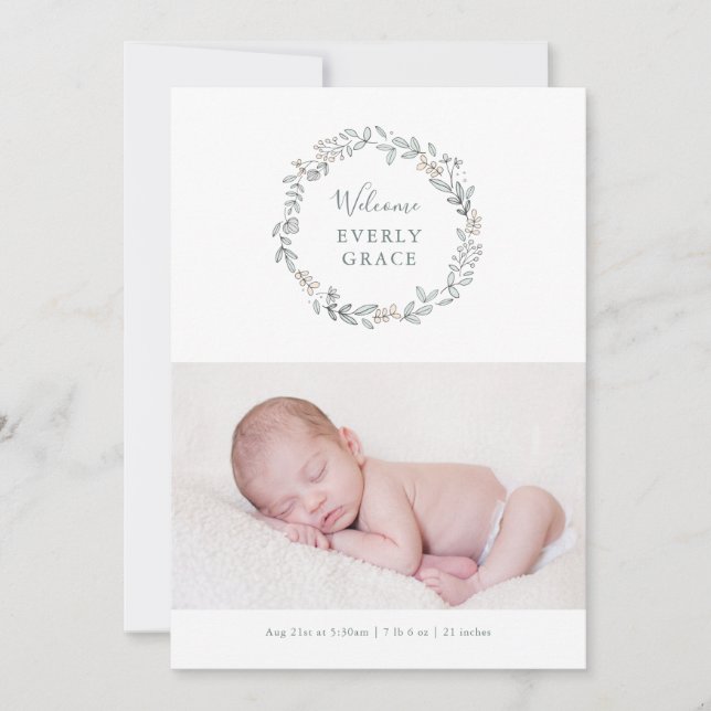 Anúncio de Nascimento Floral Delicado (Frente)