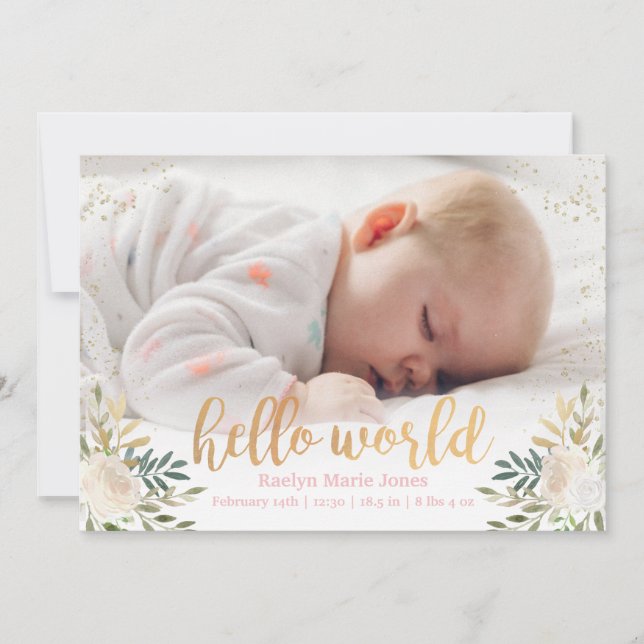 Anúncio de Nascimento Floral em Espumante (Frente)