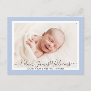 Anúncio de Nascimento Fofo e Elegante Foto Postal