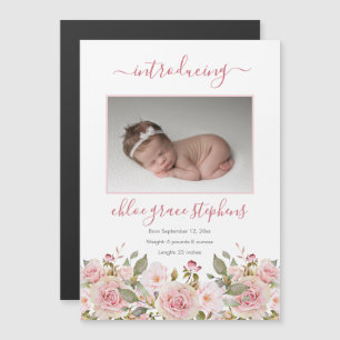 Anúncio de Nascimento - Foto de Bebê Floral Boho