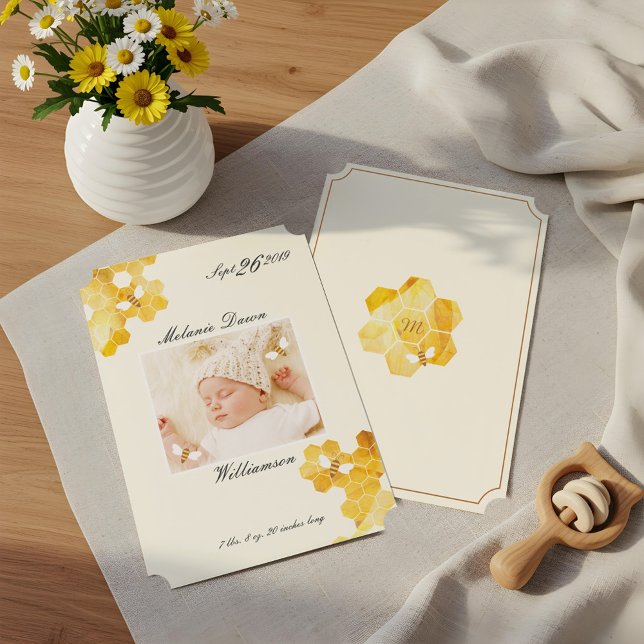 Anúncio de Nascimento Foto do Bee Bee Bee (Sweet Little Bee Baby Photo Birth Announcement)