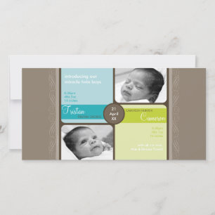 ANÚNCIO DE NASCIMENTO FOTOGRÁFICO GÊMEAS: