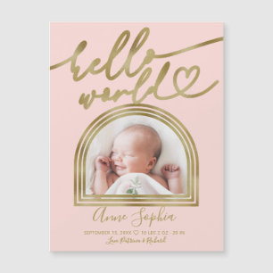 Anúncio de Nascimento Hello World Quadro Arco Chic