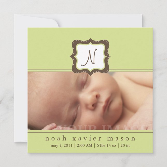 Anúncio de Nascimento Inicial Verde (Frente)