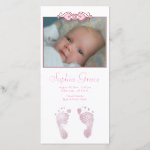 Anúncio de Nascimento Menina Pé Rosa