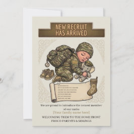 Anúncio de Nascimento Militar Novo Recruta Neutro