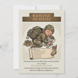 Anúncio de Nascimento Militar Novo Recruta Neutro