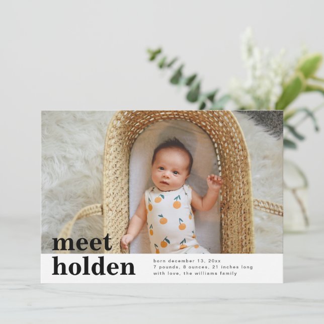 Anúncio de Nascimento Minimalista | Anúncio de nas (Em pé/Frente)